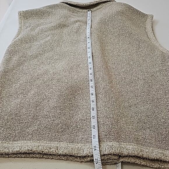 Vintage Womens Sz L Beige Leaf Embroidered Fleece Made in USA 70s Vest - Picture 8 of 12